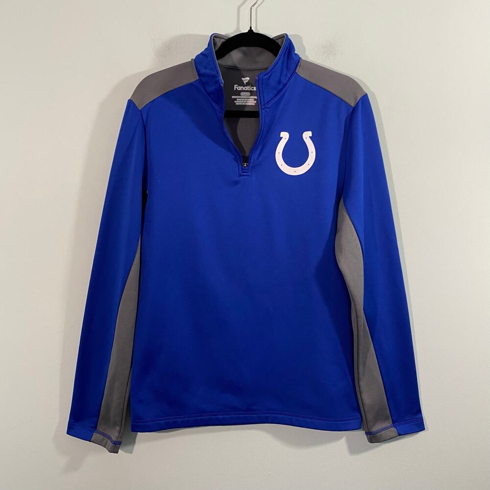 Fanatics X NFL Indianapolis Colts Men Blue Quarter Zip Fleece Pullover Size S